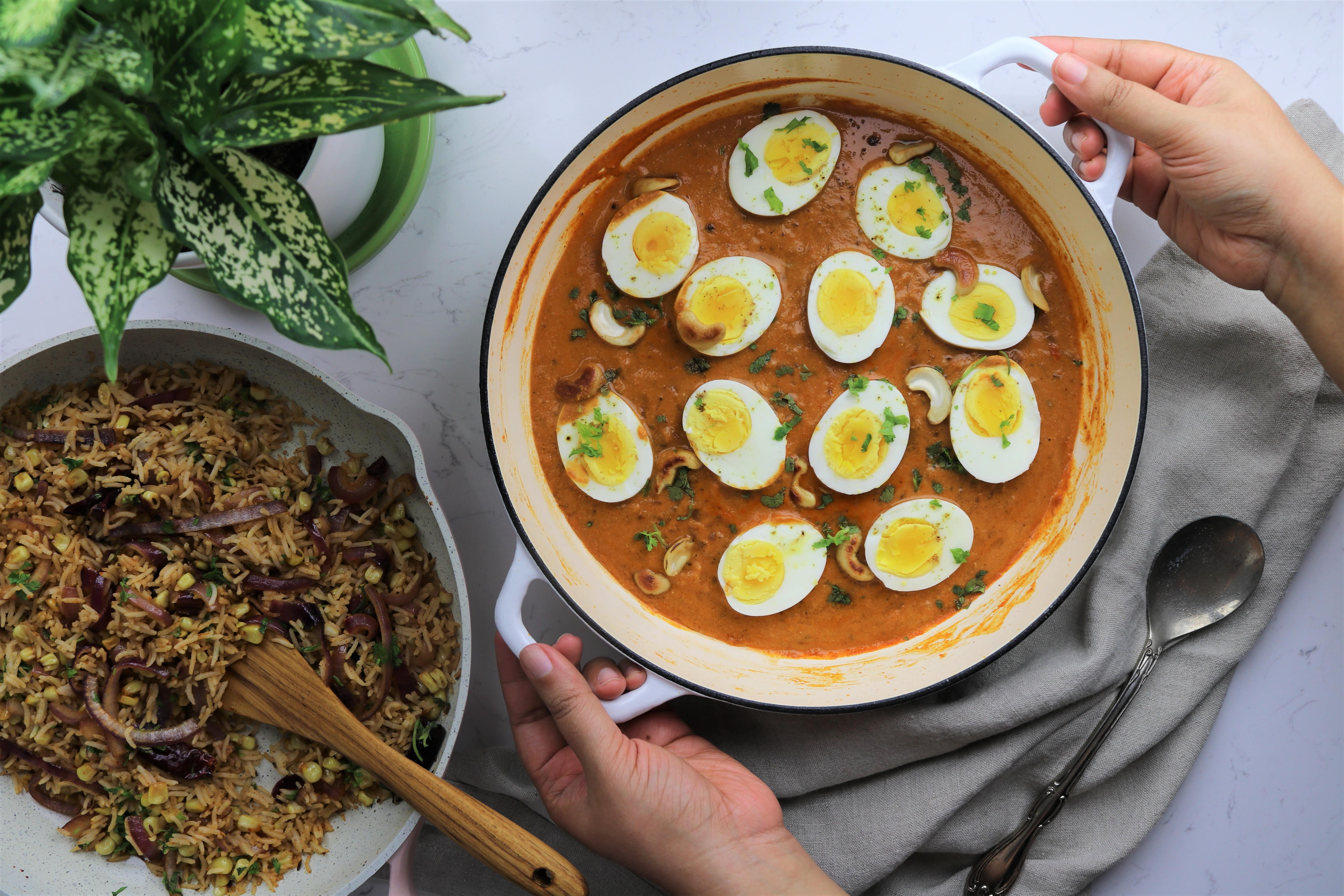 Creamy cashew egg curry