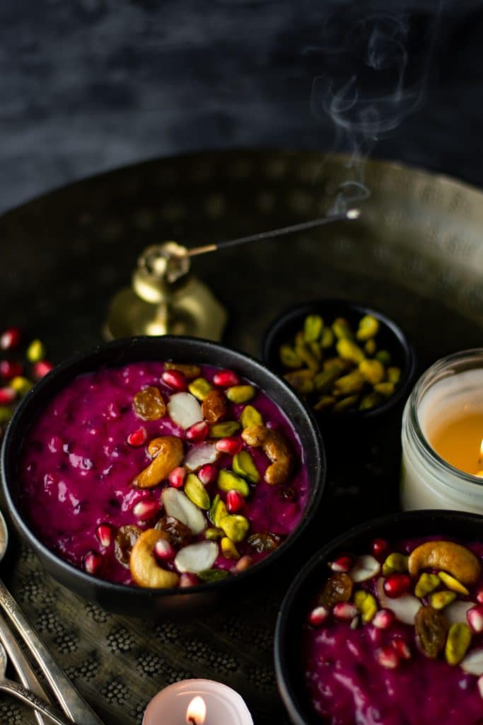 Beet and rice pudding (Indian rice kheer)