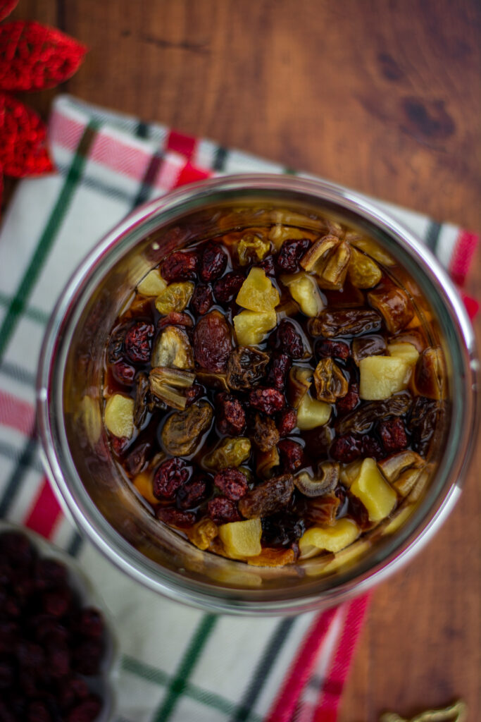 Rum soaked fruits for Christmas cake