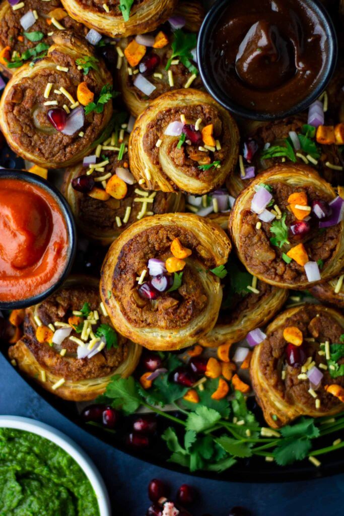 Baked dabeli samosa pinwheels