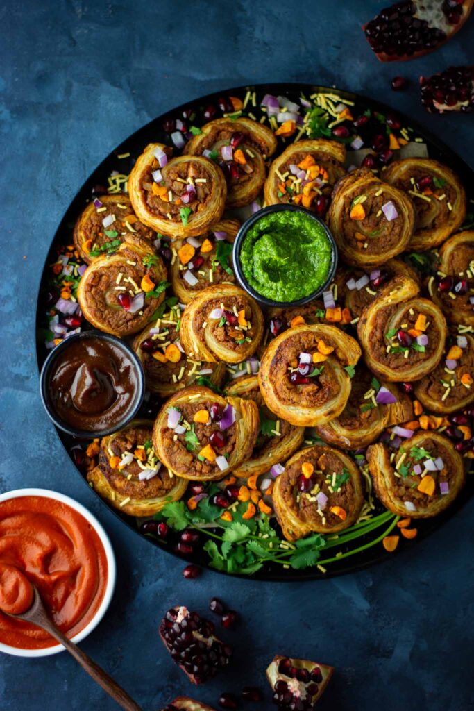 Baked dabeli samosa pinwheels