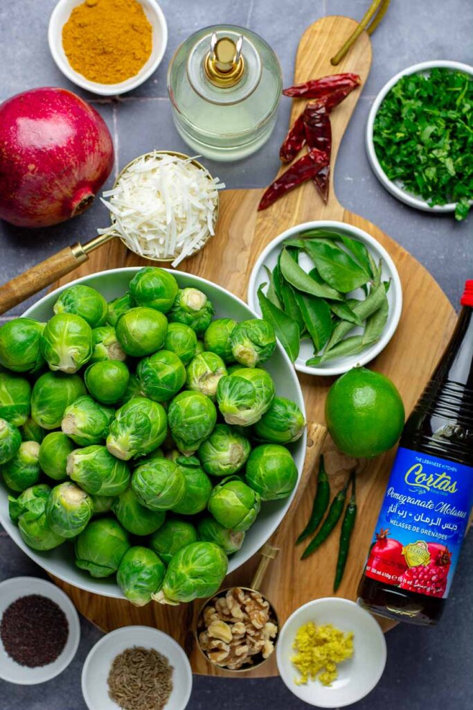Ingredients to make indian brussel sprouts