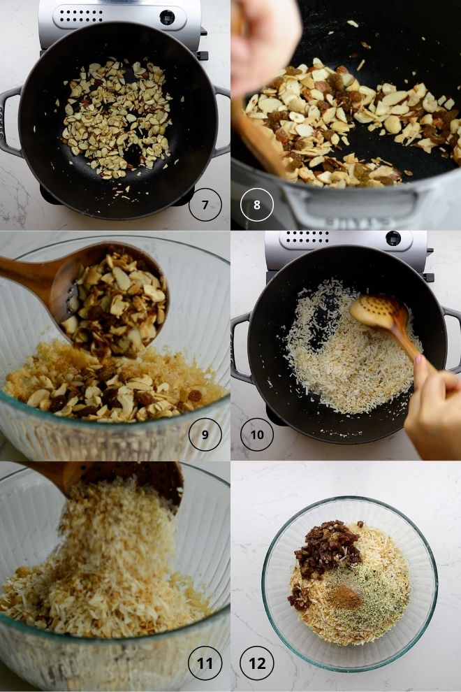 Step by step images on how to make dink ladoos