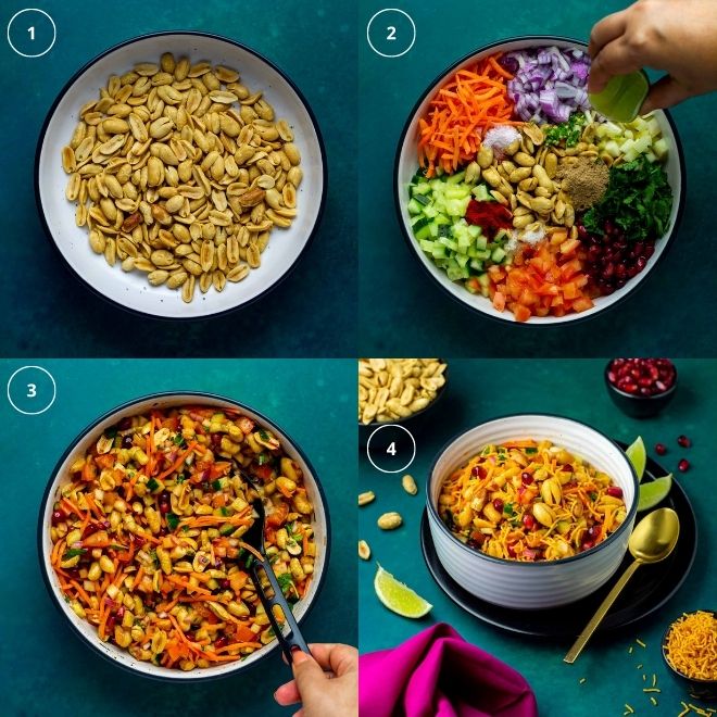 Step by step pictures to make sprouts chaat
