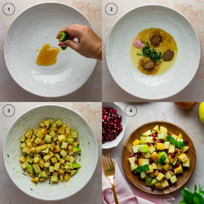 Step by step pictures on how to make apple chaat